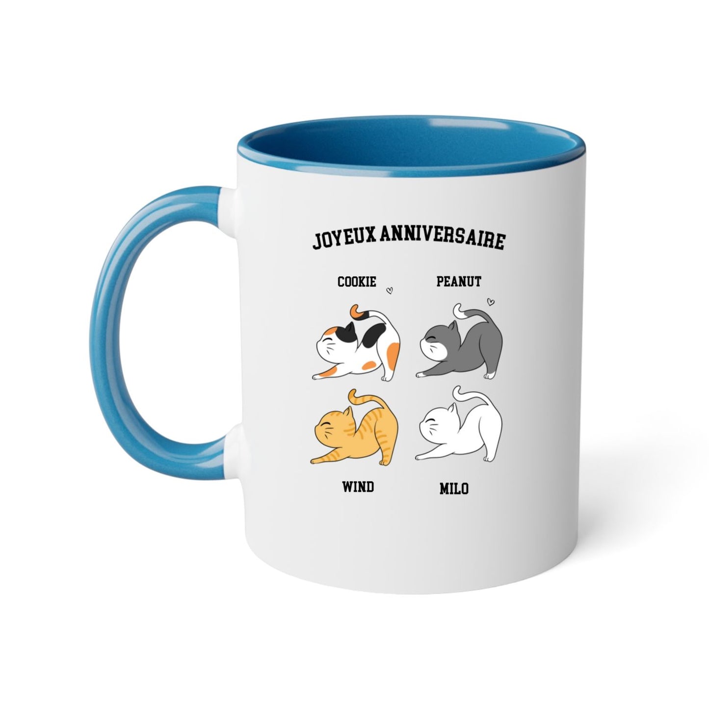 Mug céramique 2 couleurs-Joyeux anniversaire chat(s)