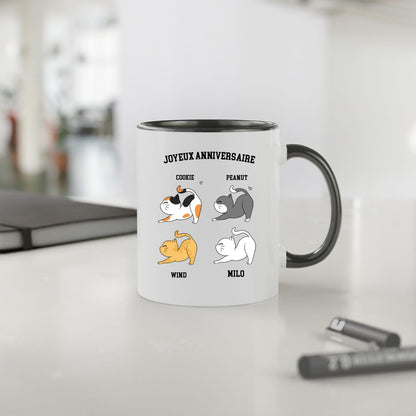 Mug céramique 2 couleurs-Joyeux anniversaire chat(s)