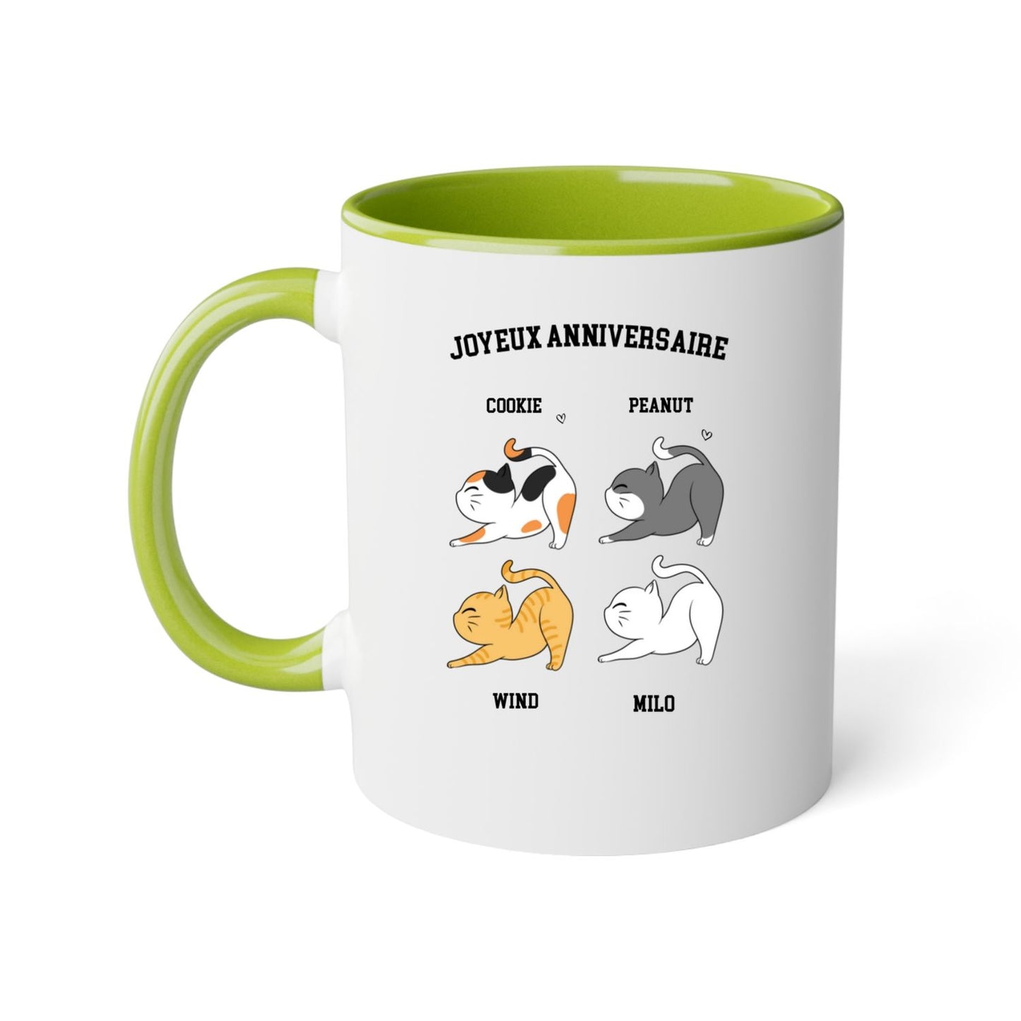 Mug céramique 2 couleurs-Joyeux anniversaire chat(s)