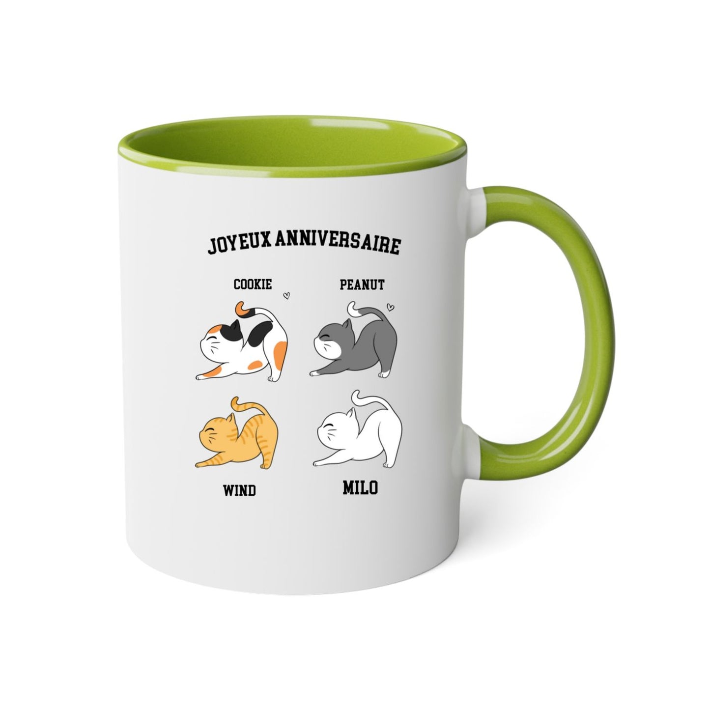 Mug céramique 2 couleurs-Joyeux anniversaire chat(s)