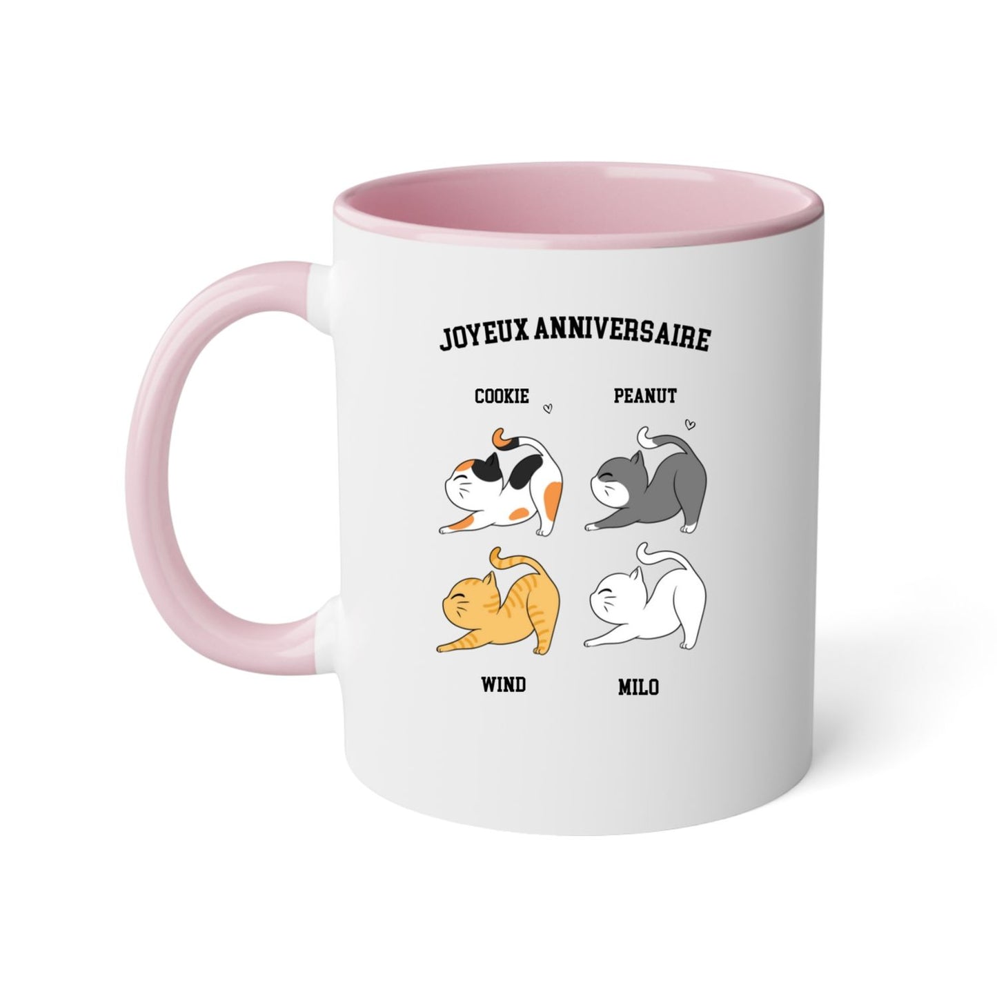 Mug céramique 2 couleurs-Joyeux anniversaire chat(s)