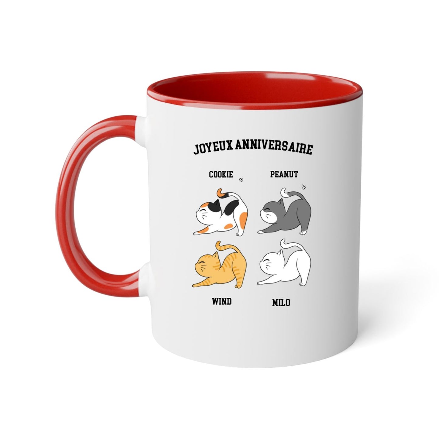 Mug céramique 2 couleurs-Joyeux anniversaire chat(s)